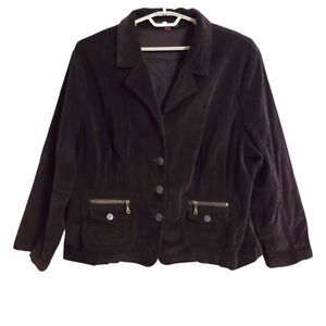 Gitano Corduroy Jacket Sz 24W Brown Barn Chore Blazer Vintage Preppy Academia